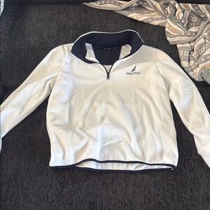 Nautica Women's White and Black Cowl Neck Sweater